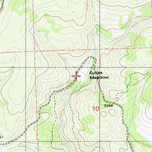 Topographic Map of Funks Meadow, CA