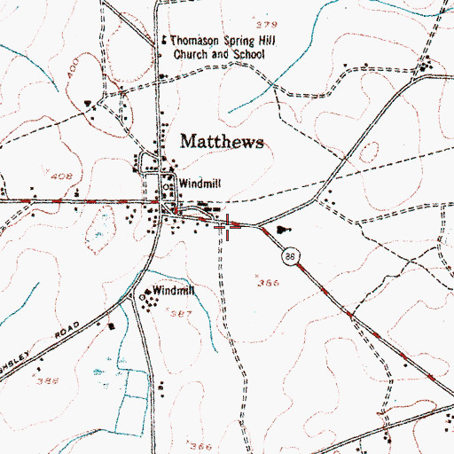 Topographic Map of Matthews Community Fire Department, GA