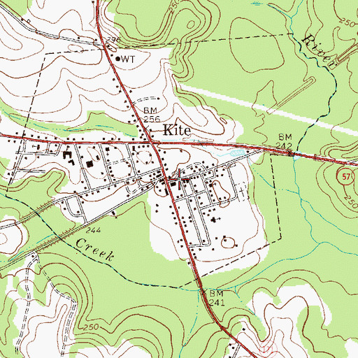 Topographic Map of Kite Community Volunteer Fire Department, GA