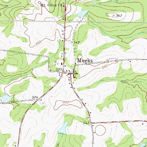 Topographic Map of Meeks Volunteer Fire Department, GA