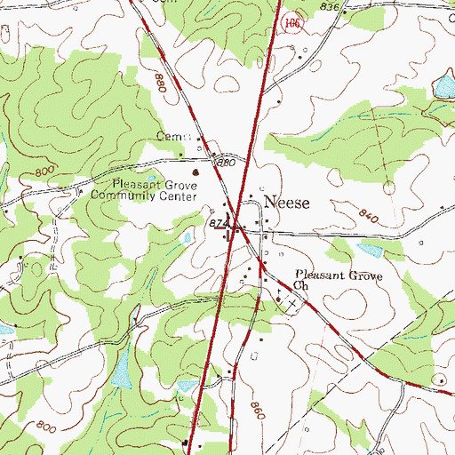 Topographic Map of Neese Sanford Fire Department Station 1, GA