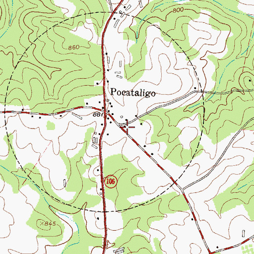 Topographic Map of Poca Volunteer Fire Department Station 1, GA