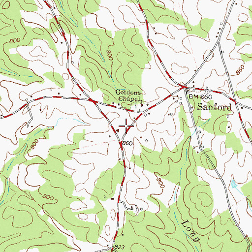 Topographic Map of Neese Sanford Fire Department Station 2, GA