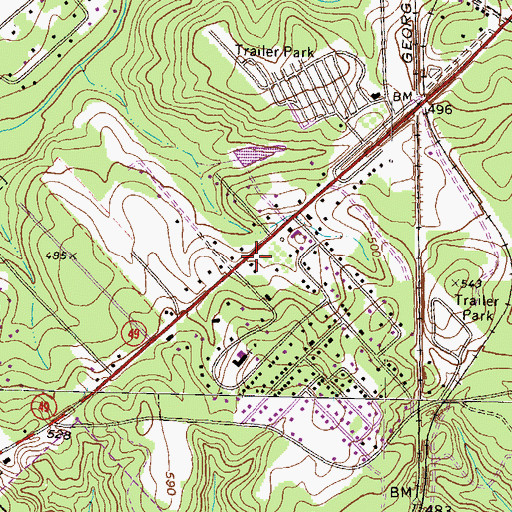 Topographic Map of Jones County Fire Department Station 1, GA