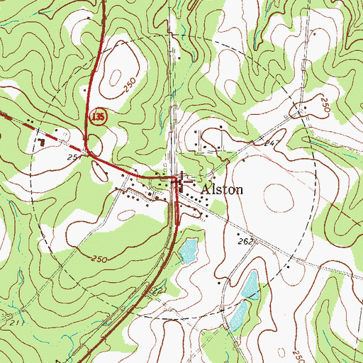 Topographic Map of Alston Volunteer Fire Department, GA