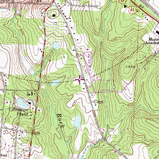 Topographic Map of Monroe County Emergency Services-Fire Department, GA