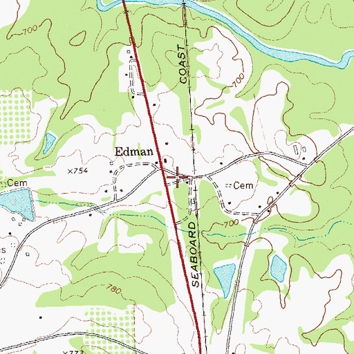 Topographic Map of Meriwether County Volunteer Fire Department Station 7, GA