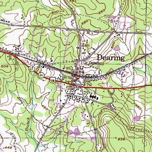 Topographic Map of Dearing Fire Department, GA