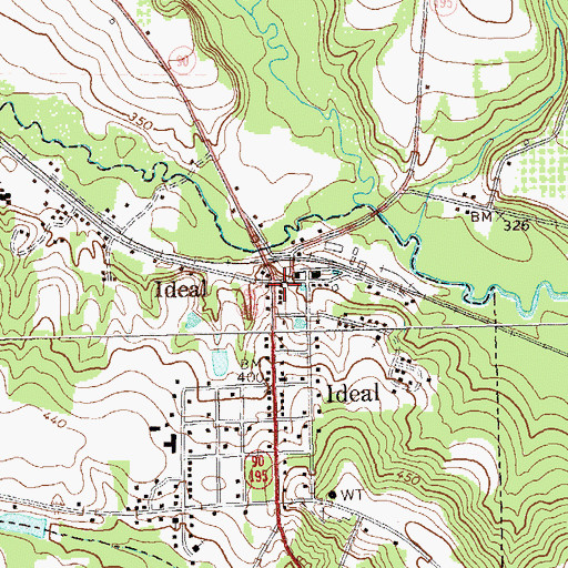 Topographic Map of Ideal Fire Department, GA