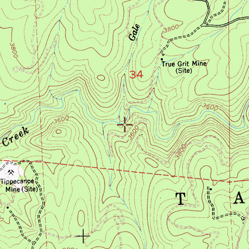 Topographic Map of Gale Creek, CA