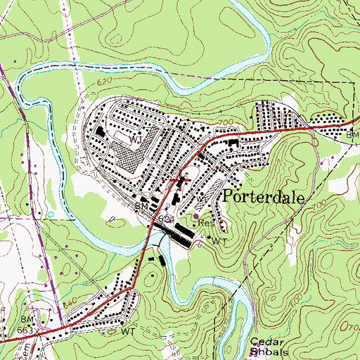 Topographic Map of Porterdale Volunteer Fire Department Station 11, GA
