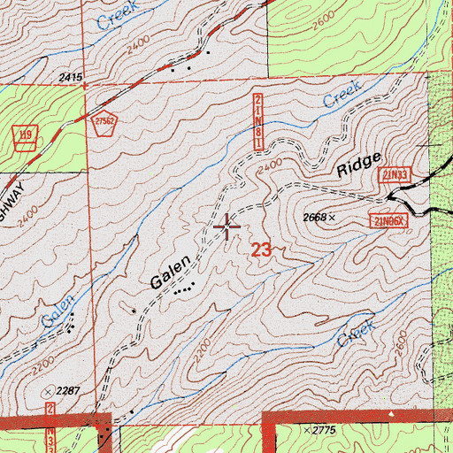 Topographic Map of Galen Ridge, CA