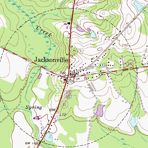 Topographic Map of Jacksonville Volunteer Fire Department, GA
