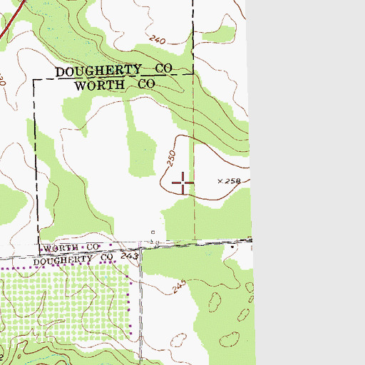 Topographic Map of Worthy Manor Volunteer Fire Department Station 2, GA