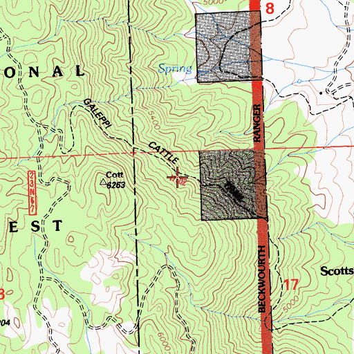 Topographic Map of Galeppi Cattle Trail, CA