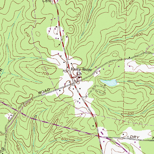 Topographic Map of Rocky Plains Volunteer Fire Department Station 2, GA