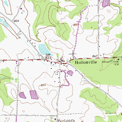 Topographic Map of Pike County Volunteer Fire Department Hollonville Station, GA