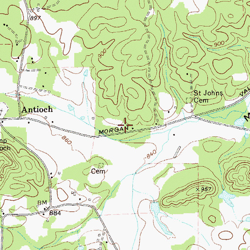 Topographic Map of Polk County Volunteer Fire Department Antioch Station, GA