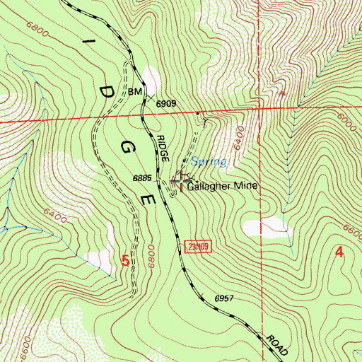 Topographic Map of Gallagher Mine, CA