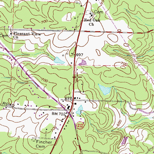 Topographic Map of Newton County Fire Service Station 3, GA