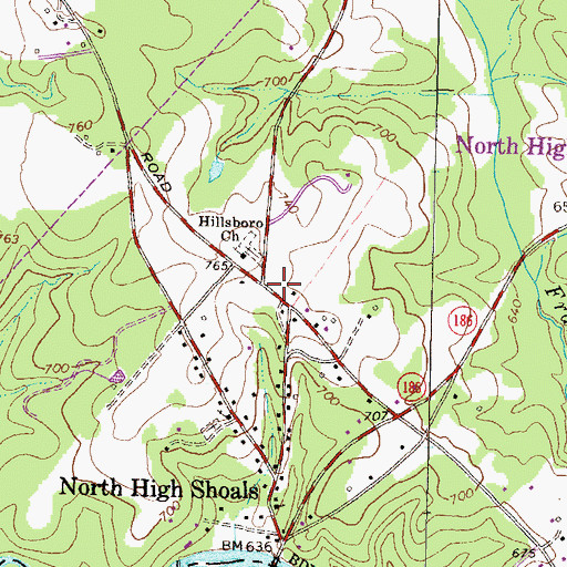 Topographic Map of North High Shoals Fire Department Station 6, GA