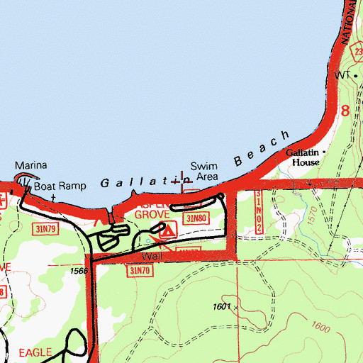 Topographic Map of Gallatin Beach, CA