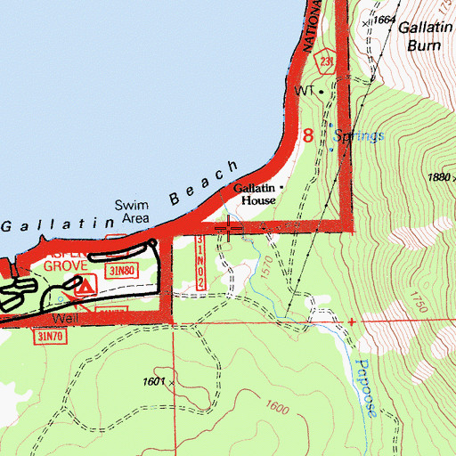 Topographic Map of Gallatin House, CA