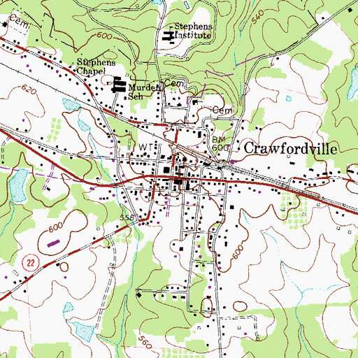 Topographic Map of Taliaferro County Volunteer Fire Department Station 1, GA