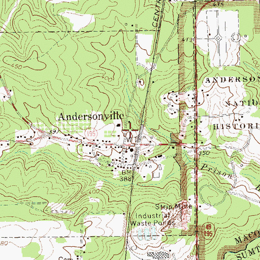 Topographic Map of Andersonville Fire Department, GA