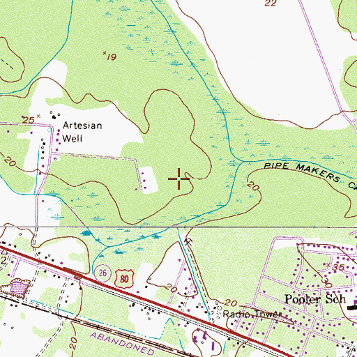 Topographic Map of Pooler Fire and Rescue Station 2, GA