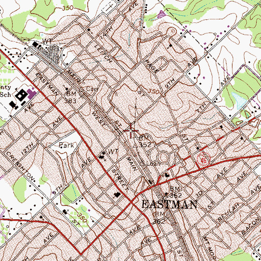 Topographic Map of Eastman Fire Department Station 1, GA
