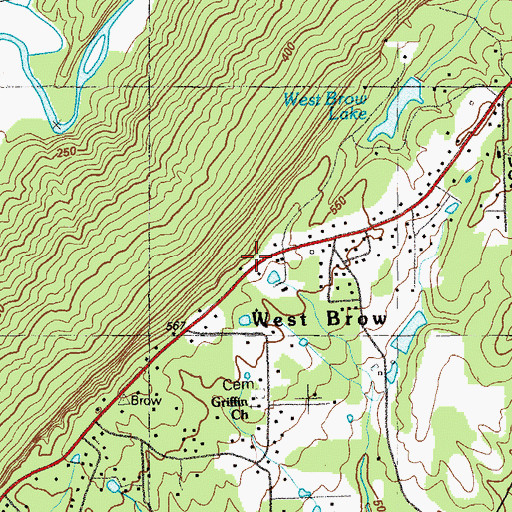 Topographic Map of West Brow Fire Department, GA