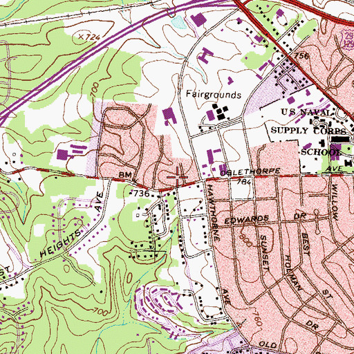 Topographic Map of Athens - Clarke County Fire Department Station 4, GA