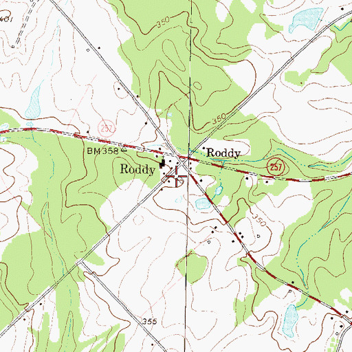 Topographic Map of Roddy Volunteer Fire Department, GA