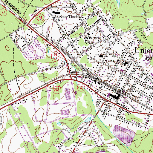 Topographic Map of Union Point Volunteer Fire Department, GA