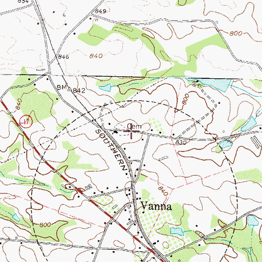 Topographic Map of Hart County Fire Department Station 8 Vanna, GA