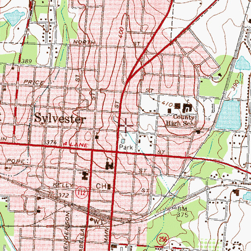 Topographic Map of Worth County Fire and Rescue Station 12 Headquarters, GA