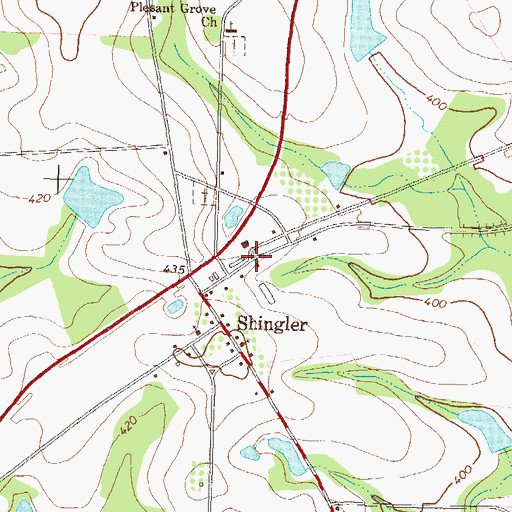 Topographic Map of Shingler Volunteer Fire Department Station 7, GA