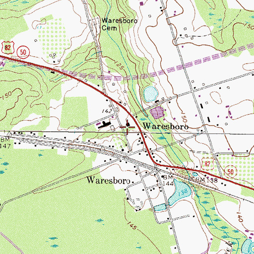 Topographic Map of Ware County Fire Rescue Station 9 Waresboro, GA