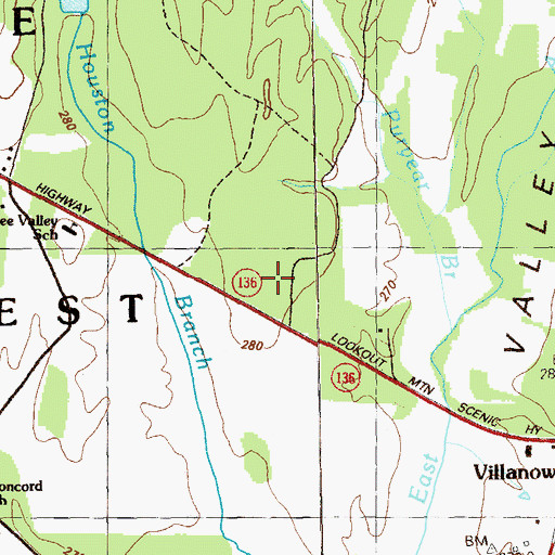 Topographic Map of Walker County Emergency Services Fire Station 14, GA