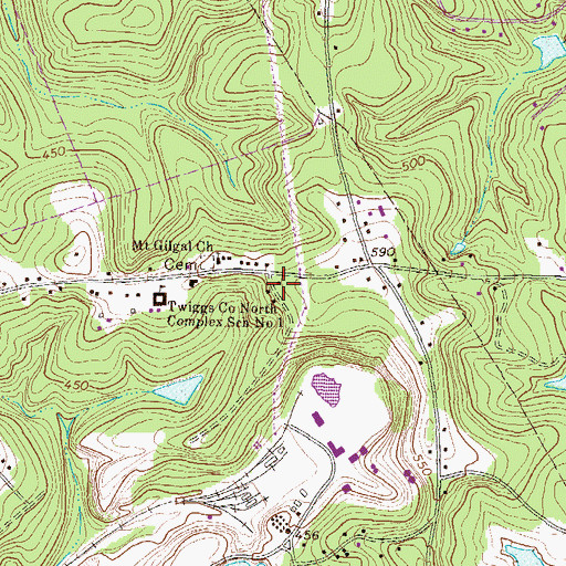 Topographic Map of Dry Branch Volunteer Fire Department, GA
