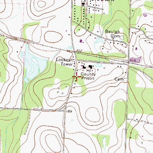 Topographic Map of Sunset Volunteer Fire Department Station 1, GA