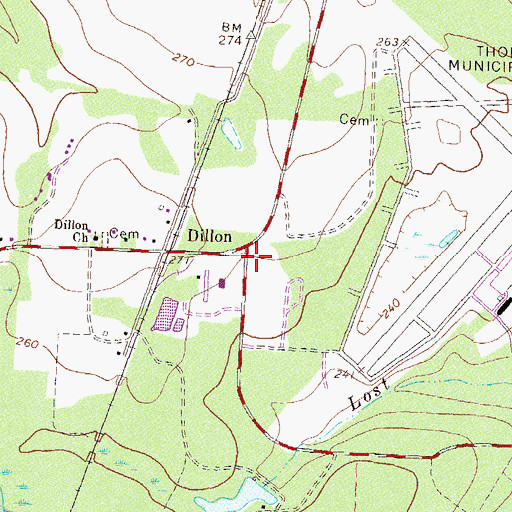 Topographic Map of Dillon Volunteer Fire Department Station 7, GA