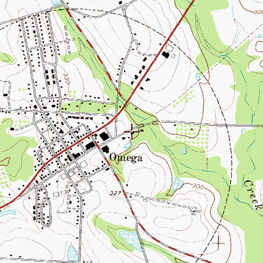 Topographic Map of Omega Volunteer Fire Department, GA