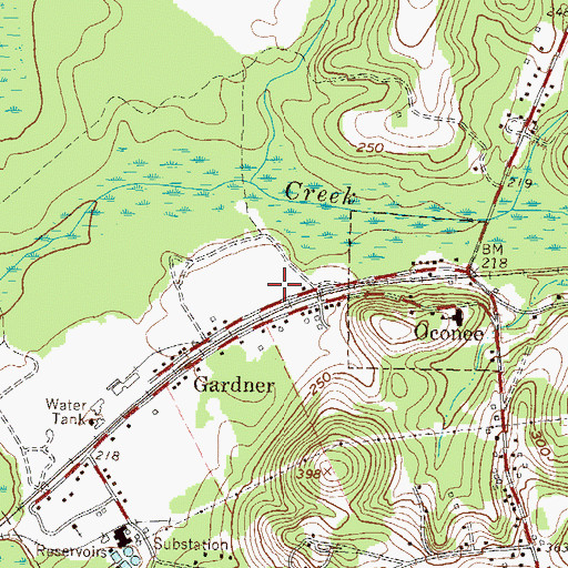 Topographic Map of Oconee Volunteer Fire Department, GA