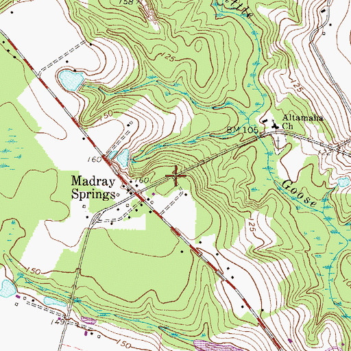 Topographic Map of Wayne County Fire Department Madray Springs Station, GA