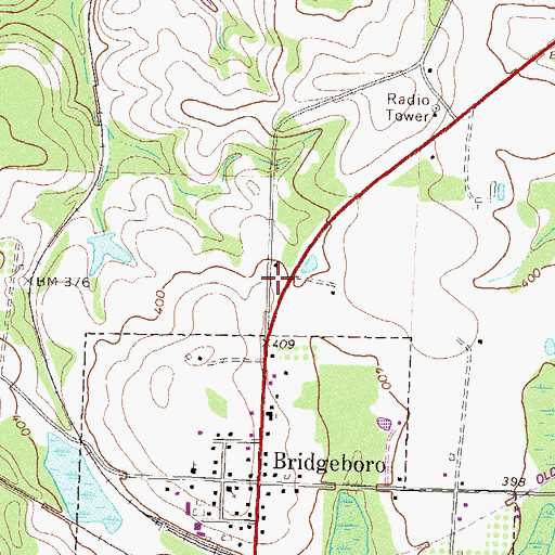 Topographic Map of Bridgeboro Volunteer Fire Department Station 3, GA