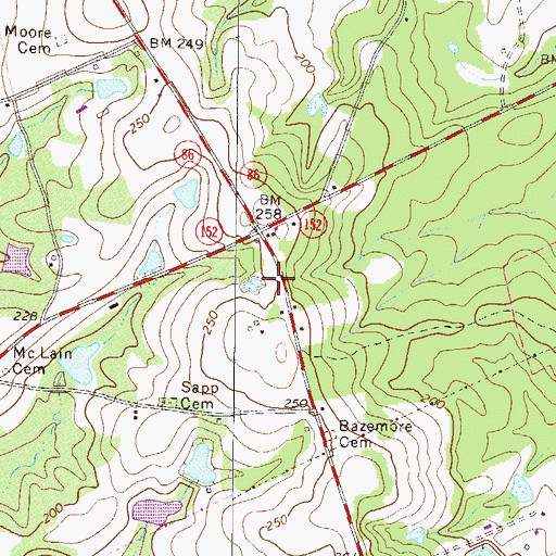 Topographic Map of East Toombs Volunteer Fire Department Station 2, GA