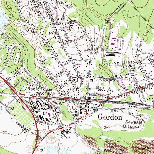Topographic Map of Gordon Fire Department, GA