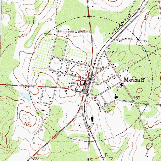Topographic Map of Metcalfe Volunteer Fire Department Station 5, GA